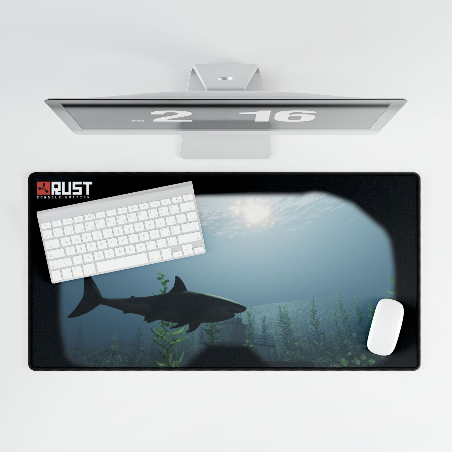 Rust-Themed Gaming Desk Mat - Shark Design for Gamers