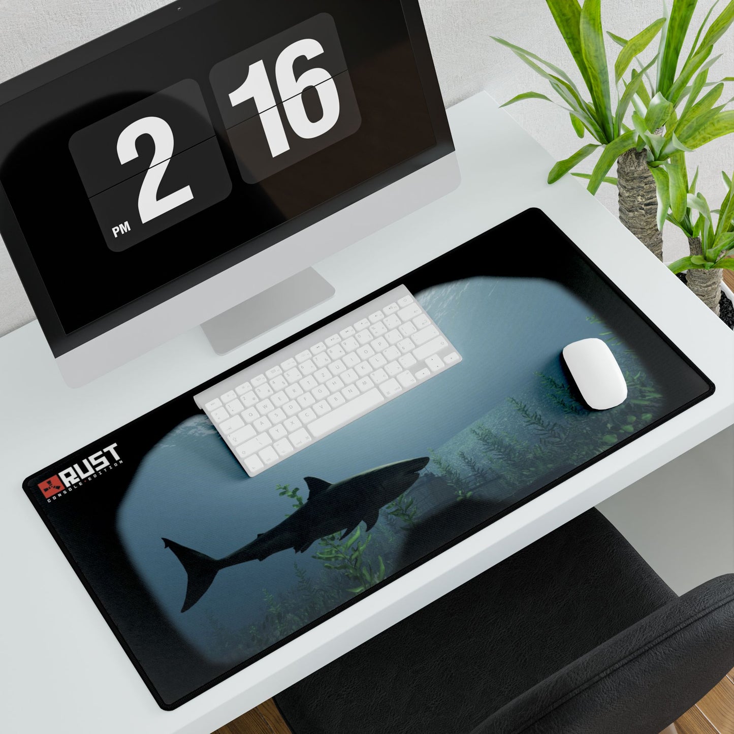 Rust-Themed Gaming Desk Mat - Shark Design for Gamers